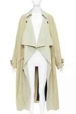 ISABEL MARANT 2023 Runway Ebani beige tone cotton drawstring trench coat FR34 XS