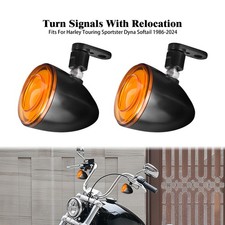 Front Bullet LED Turn Signals With Relocation For Harley Touring Road King 86-24