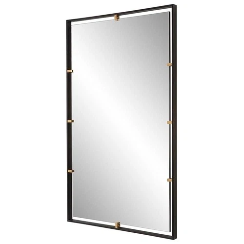 Uttermost Egon Rectangular Contemporary Iron Metal Mirror in Bronze/Gold - Picture 2 of 7