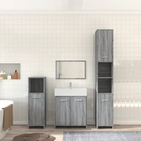 4-Teiliges BadmöBel-Set Sonoma Grau Holzwerkstoff BadezimmermöBel