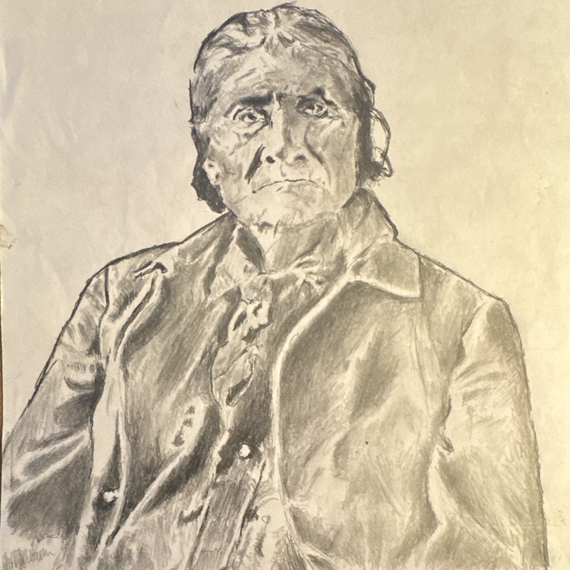 Portrait, Hand drawing original Native American sitting bull ,pop art 8.5x11