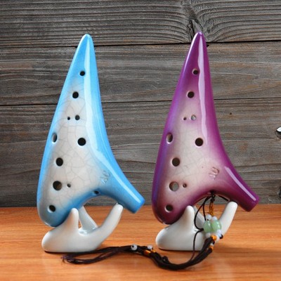 New gradient 12-hole ocarina, alto C major, cracked 12-hole ocarina..