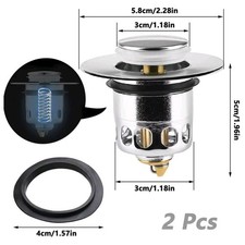 Lucywey Drain Plug, Pack of 2 Stainless Steel Sink Plug with Seals for Kitchen