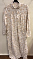 Vtg Sears Flannel Nightgown Long Sleeve/Ankle Length Floral Design Size M 12-14
