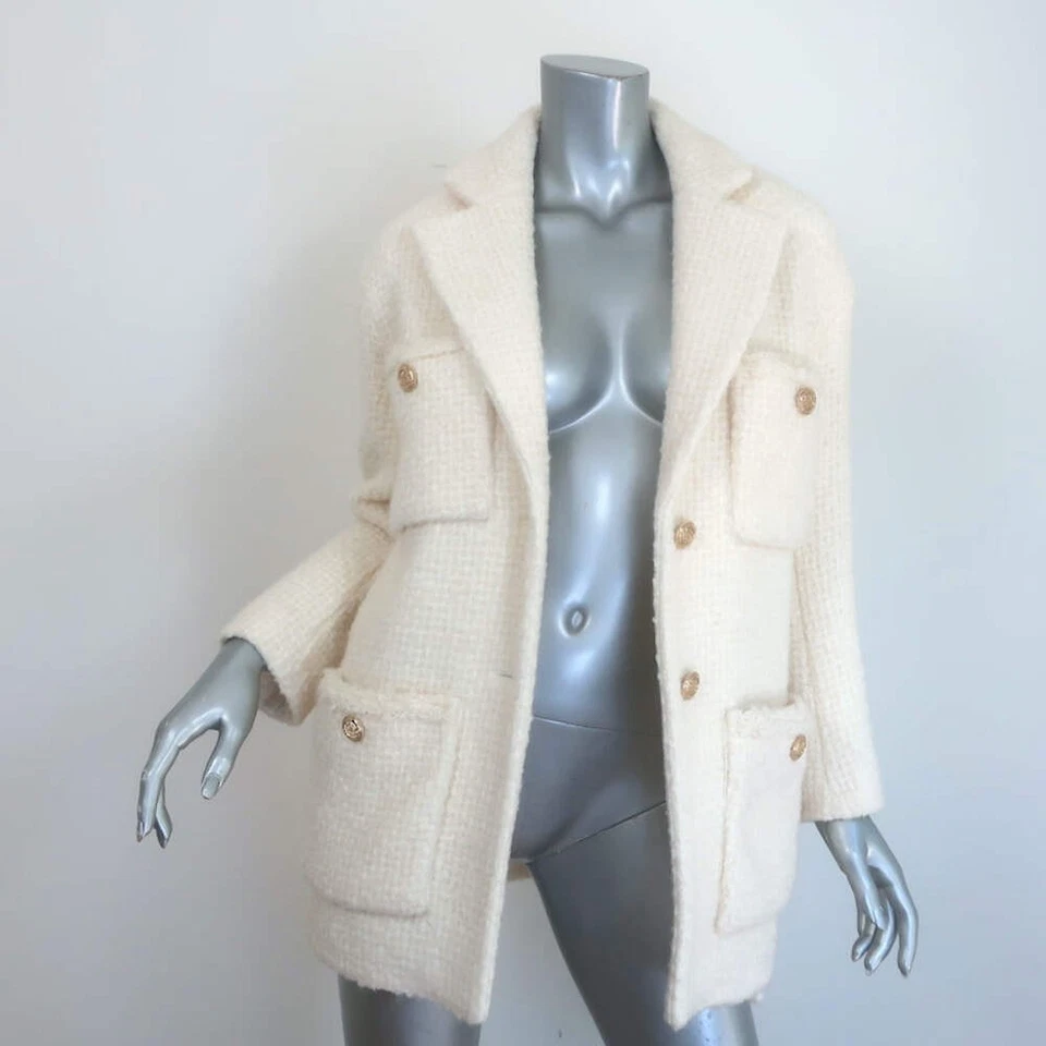 Abrigo de tweed con cinturón Maje Guiliette mezcla de lana crudo talla 34 NUEVO Foto 4 de 4