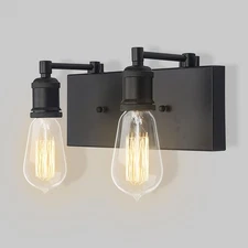 2 Lights Bathroom Vanity Light, Modern Industrial Black Wall Sconce with Adju...