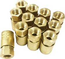 Air Hose Fittings 1/4" Female Brass Air Coupler Kit12 Pieces Quick Connect Ai
