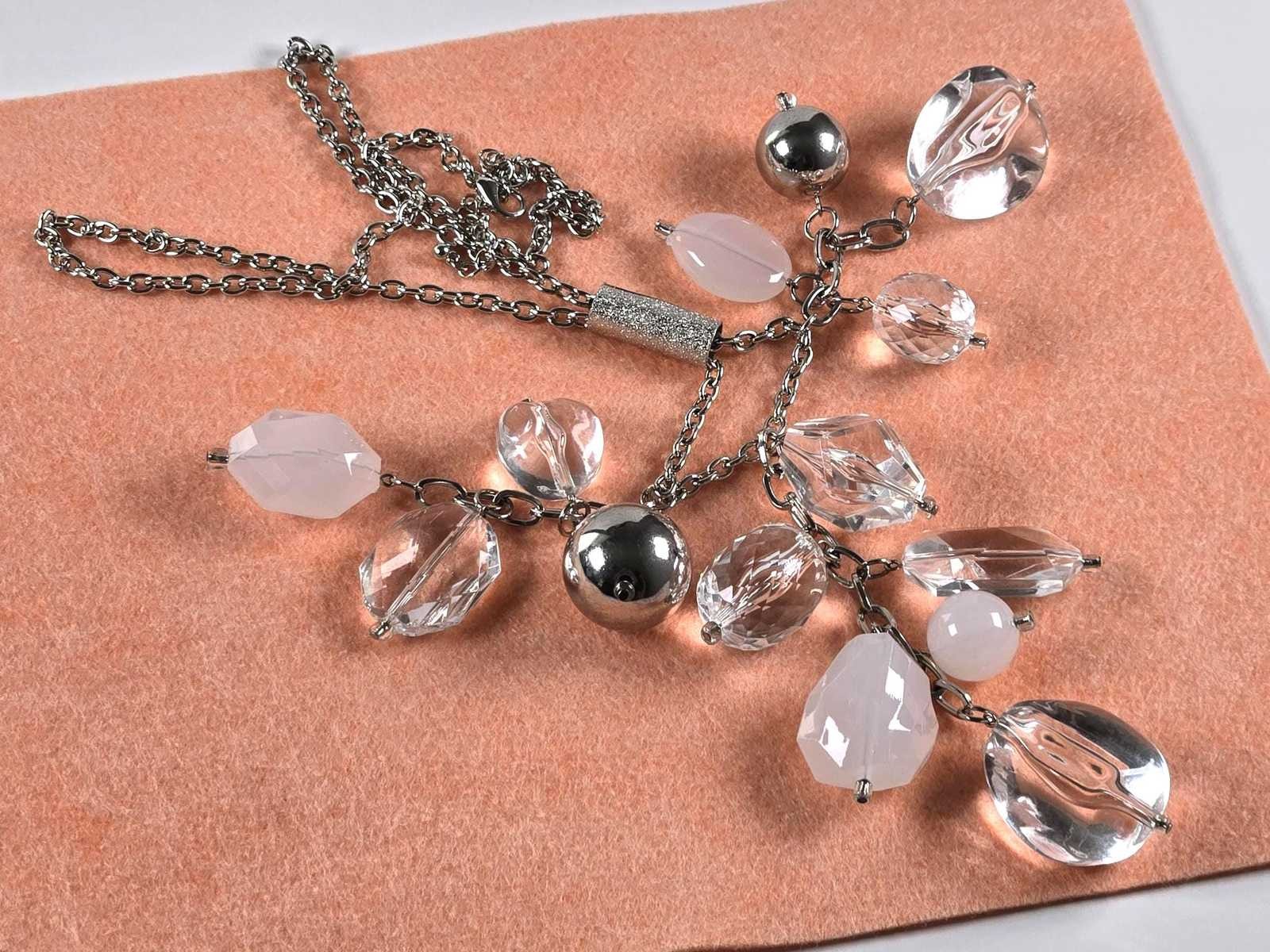 Large Silver Beaded Cascade Necklace, Dramatic Wa… - image 3