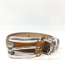 Brighton Western Belt Womens Size 34 L Large Tan Crocodile Embossed Made USA