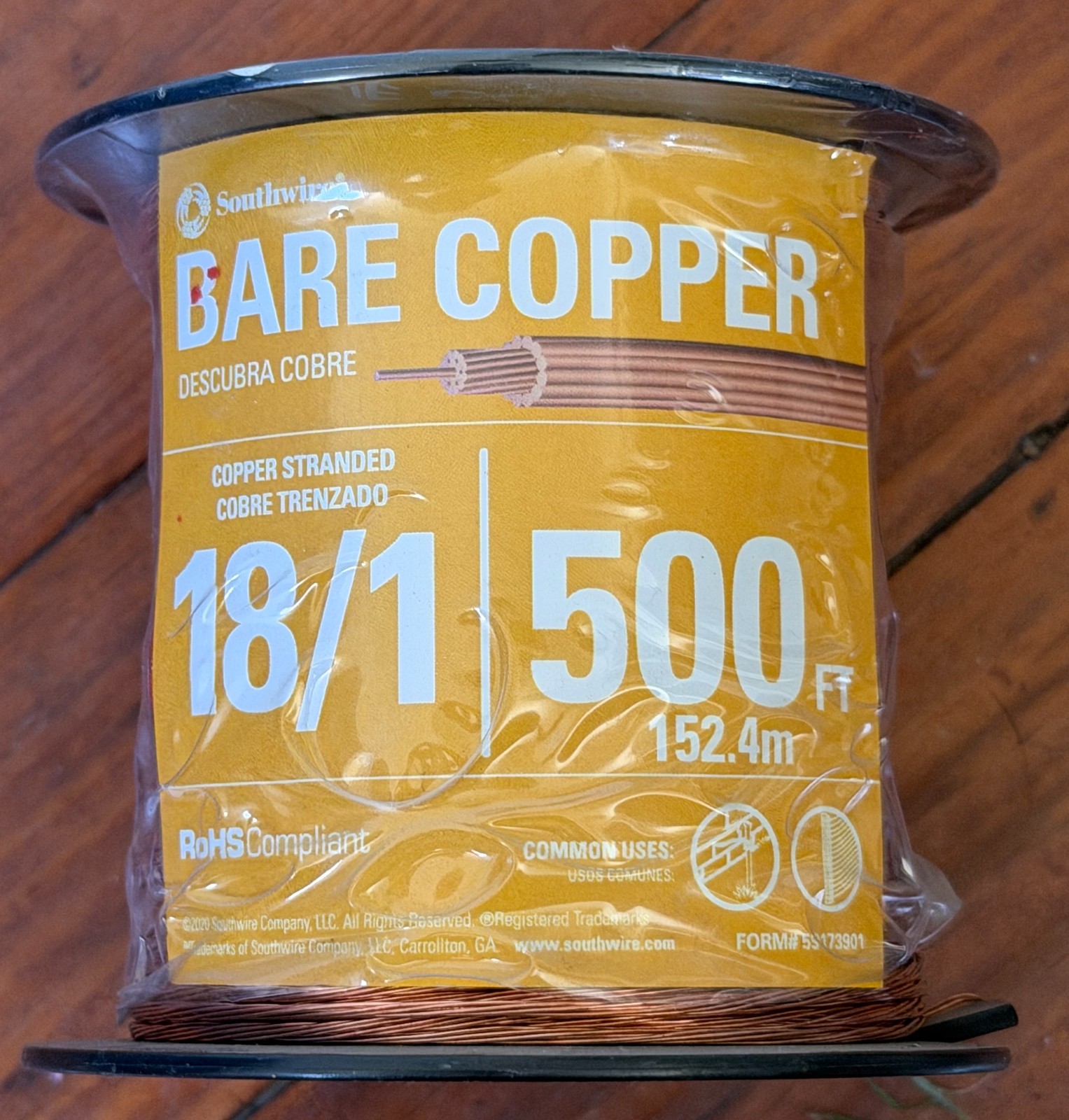 Southwire 500 ft. 18-Gauge Stranded SD Bare Copper Grounding Wire 55024745