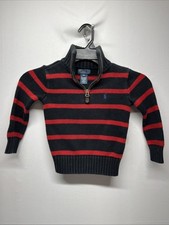 Polo Ralph Lauren Kids 1/4 Zip Black/Red Striped Sweater Size 4/4T