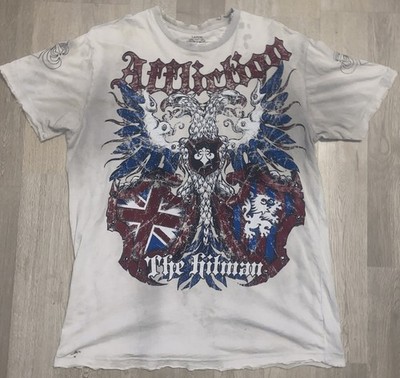 RARE Affliction The Hitman Signature Series RICKY HATTON T-Shirt Large Studded
