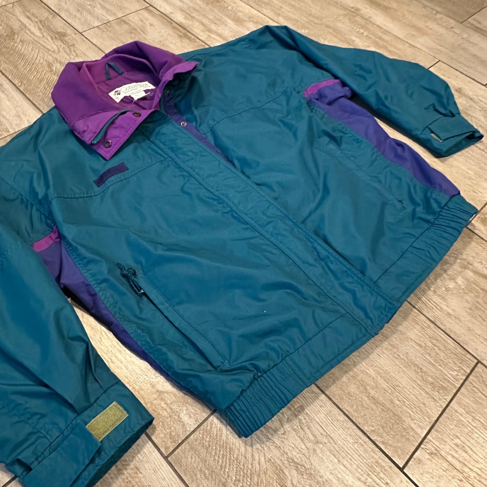 Columbia Bugaboo Jacket Womens L Green Full Zip Snap Long Sleeve Ski 90s Retro