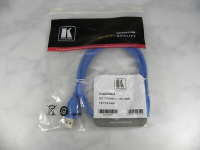 Kramer USB 3.0 Typ A Stecker auf A Stecker Datenkabel Kabel - BLAU 0,9 M UK VERKÄUFER #128