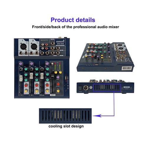 4-Channel Audio Mixer BT DJ Mixing Console Mixing UHF Church Handheld Microphone - Imagen 6 de 12