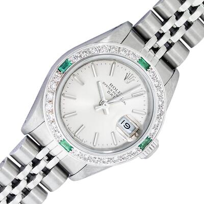 Rolex Lady Datejust 26 Steel and 18 karate Gold Silver Index Diamond Bezel Watch