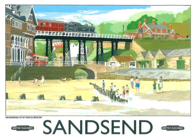 Sandsend retro British rail travel posters window guess room maker