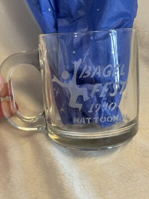 Vintage Bagel Fest Mug Glass Cup Mattoon Illinois