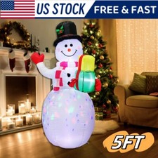 5ft Lighted Outdoor Christmas Snowman Decoration w/ 360 Roating LED Lights Decor