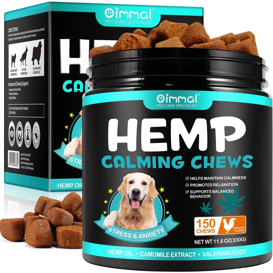 DOG FOOD Hemp Chews CALMING CHEWS Daily Dog ANXIETY RELIEF TREATS - 150x CHICKEN