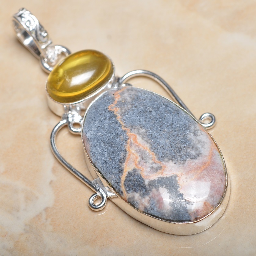 Pendentif En Sodalite Bleue Naturelle Et Argent 925 - Fait Main - Longueur 2,5 Pouces (6,35 Cm) - Unique