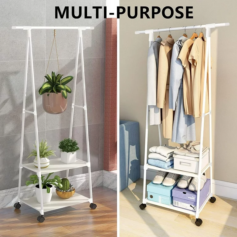 Metal Clothes Drying Rack with Hanging Organizer for Laundry-image