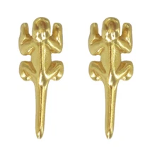 24k GP Pre-Columbian Lizard with Tail Stud Earrings (XS)| Across The Puddle