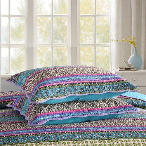 100% Cotton Quilted Bedspread Coverlet Set Queen King Size Bedding Bohemian New - Picture 9 of 12