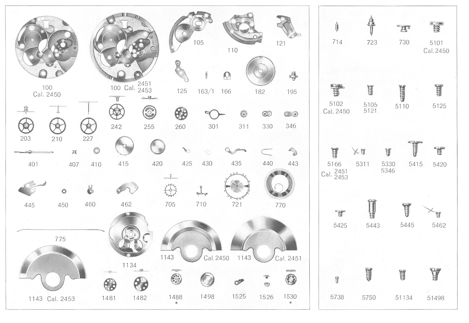Eta 2451 Calibre Swiss Watch Parts Spares *used & new old stock