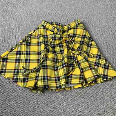 Skater Skirt Yellow And Black Plaid Skirt MODA NOVA Junior's Plaid