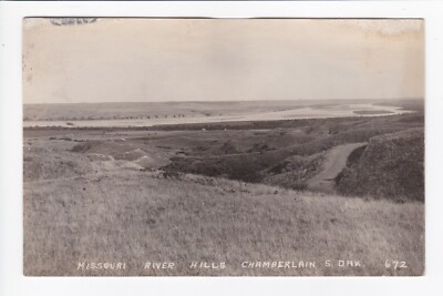 Missouri River Hills Chamberlain South Dakota RPPC Real Photo Postcard