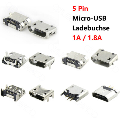 Micro USB Type B Female 5Pin SMT Socket Jack Connector Port PCB Board Ladebuchse