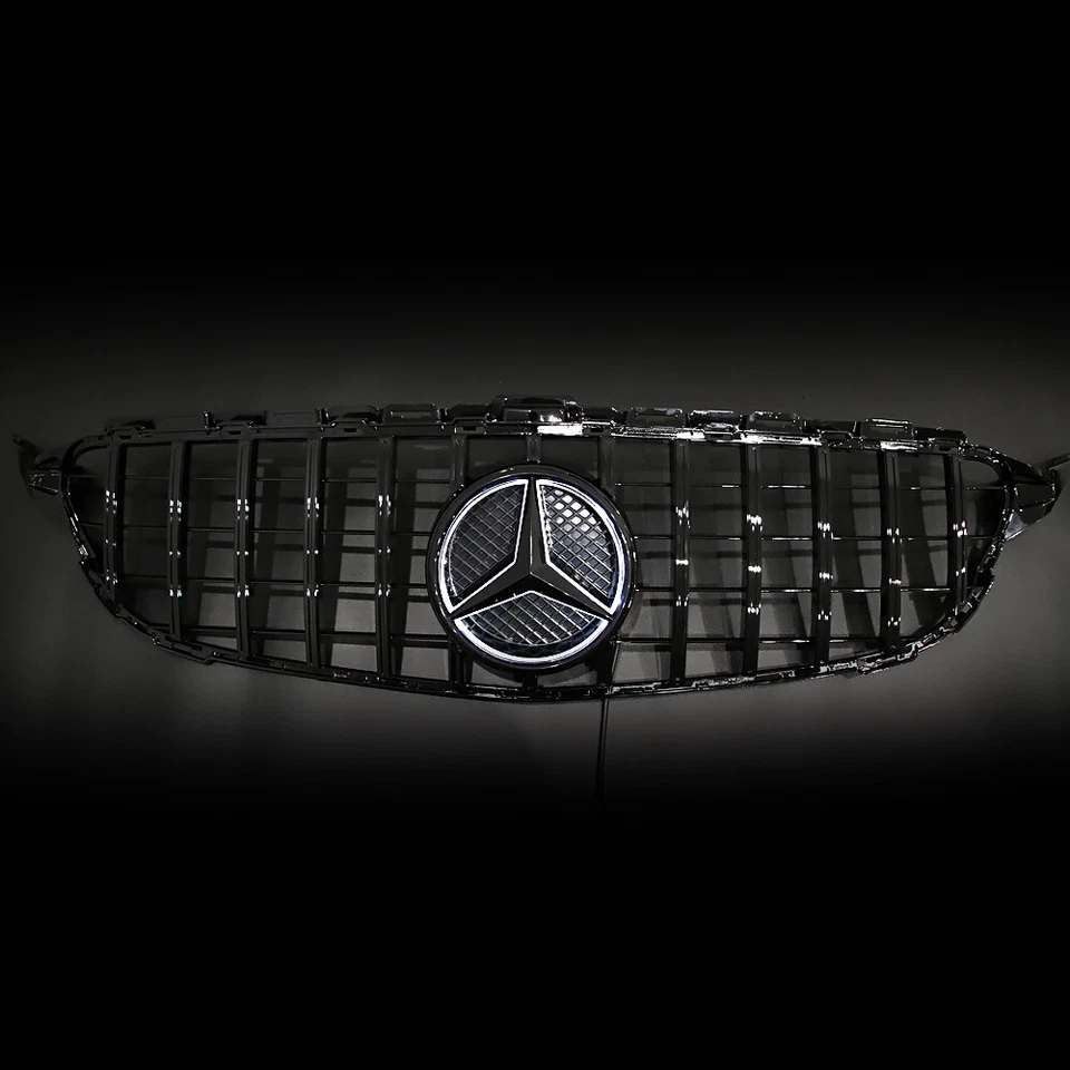 Glossy Black Grille w/Led Emblem For Mercedes W205 2015-2018 C200 C300 C400 C43 - Image 4 of 4