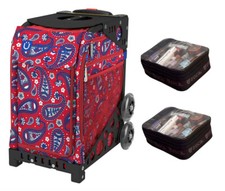 Zuca Sport Bag - Paisley in Red with 2 Small Utility Pouch Black non-Flashing