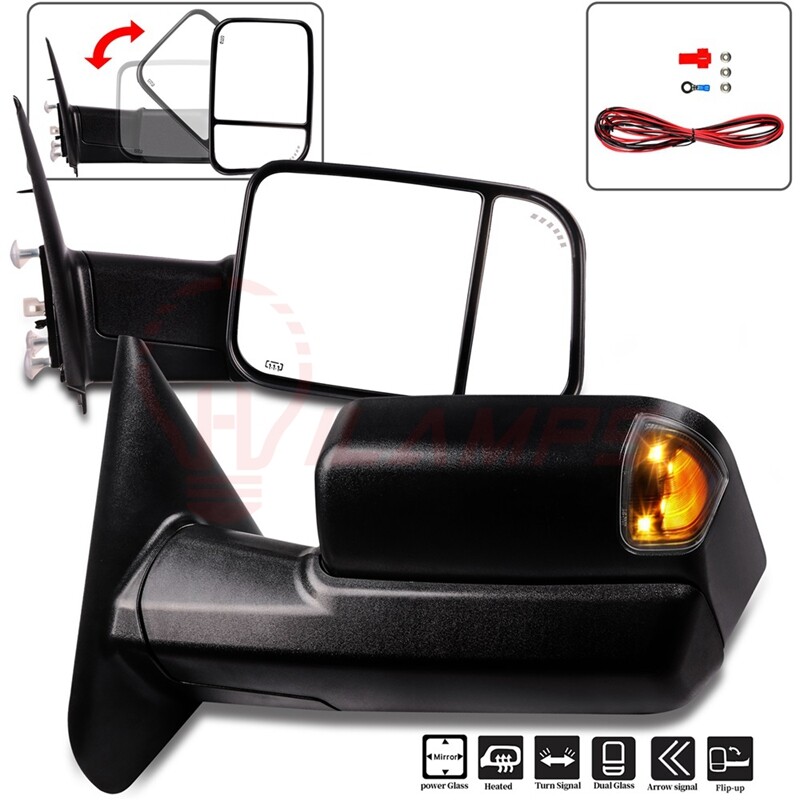 For Dodge 02-08 Ram 1500 03-09 Ram 2500 3500 Pair Power Heated Tow Mirrors