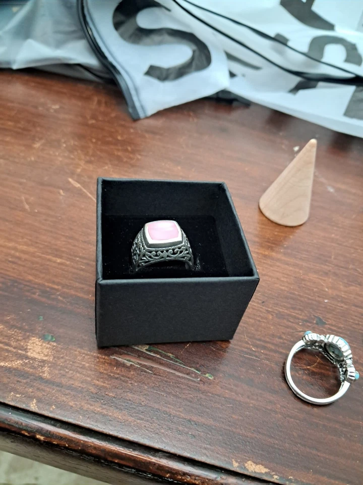 Anello VINTAGE Donna In Argento 925 Con Quarzo Rosa - Immagine 4 di 4
