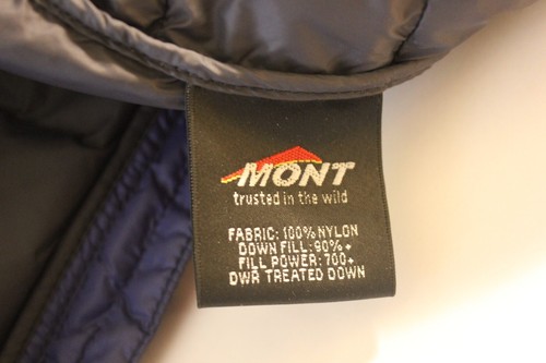 Mont Mens Size L Dark Blue Quilted Down Filled Zip Front Winter Puffer Jacket - Picture 10 of 11