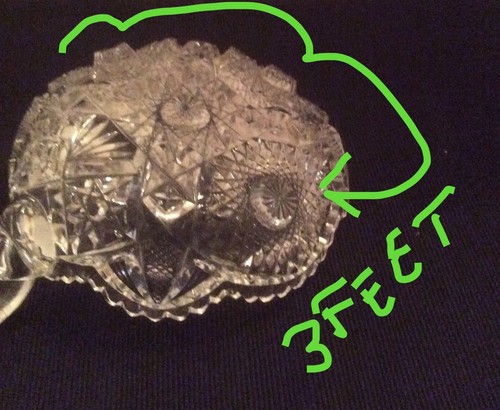 Vintage Large Cut Glass Handled Nappy Dish Kaleidoscopic Imperial Nucut Footed - Picture 8 of 10