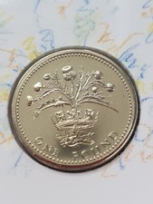 1989 BUNC £1 Crowned Scottish Thistle One Pound  Brilliant Coin Brilliant Uncirc