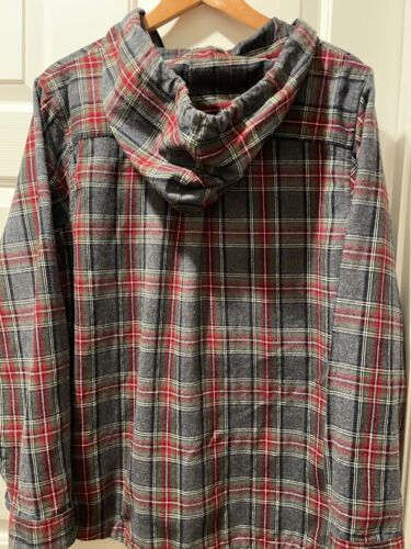 LL Bean Women’s Flannel Jacket Hoodie Full Zip Plaid Shacket Sz XL - Picture 5 of 24