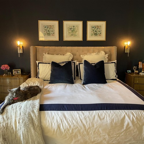 Hotel Duvet Cover Set King Size 3Pcs Microfiber Navy Line Pattern Bedding Col... - Picture 6 of 9