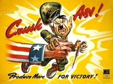 Crush Axi! Monster Hitler Historic WW2 Propaganda Poster - 18x24