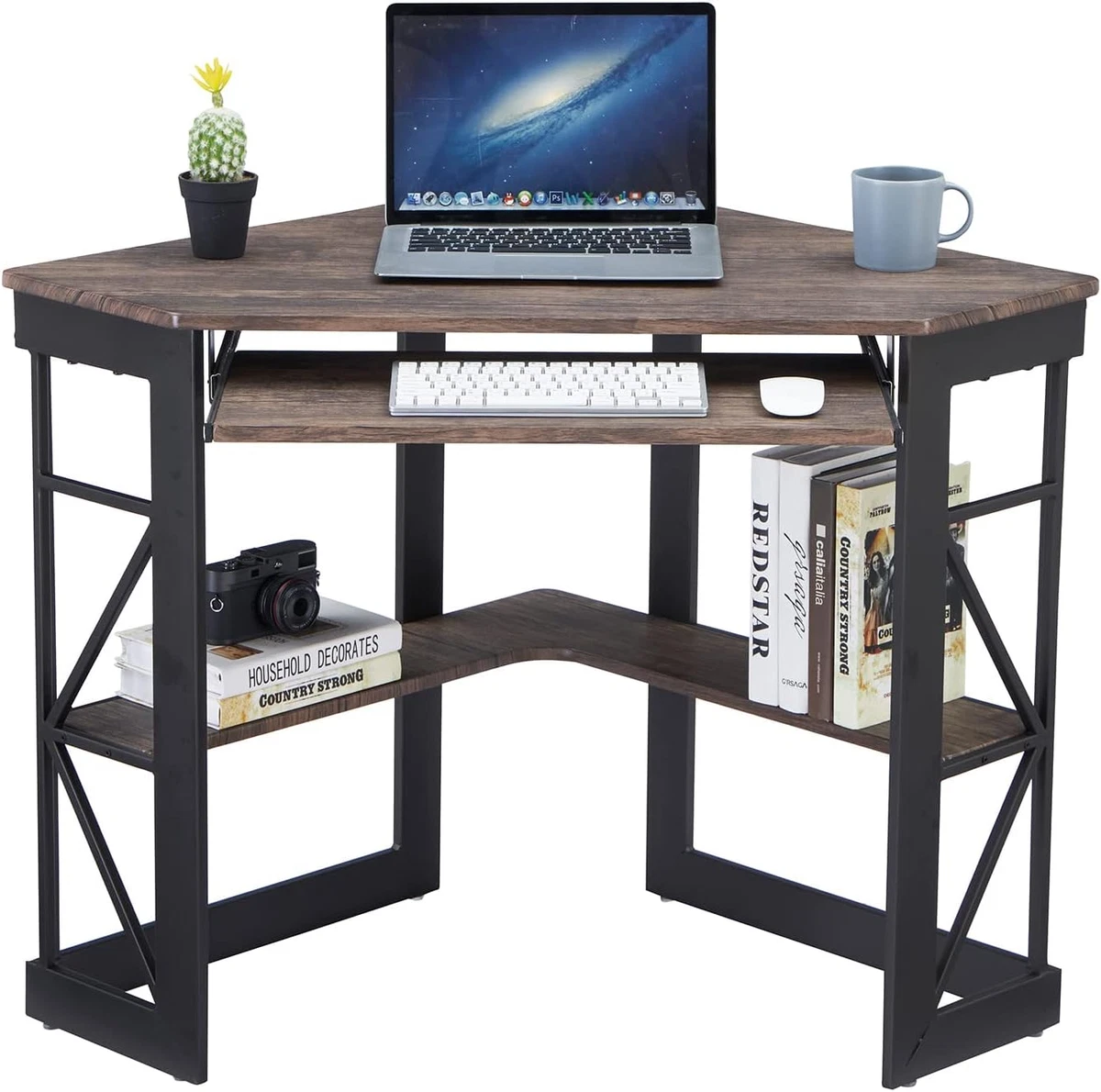 Corner Computer Desk 41 X 30 Inches with Smooth Keyboard Storage