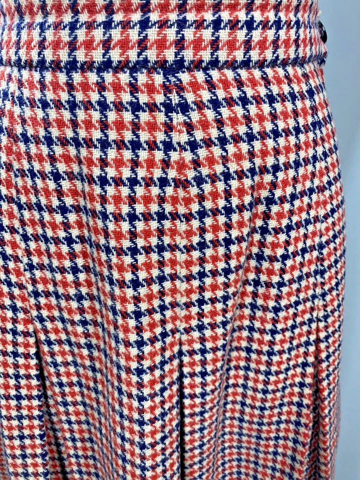 Falda plisada de lana vintage XS EXTRA PEQUEÑA roja blanca azul escuela años 40 50 clásica Foto 3 de 4