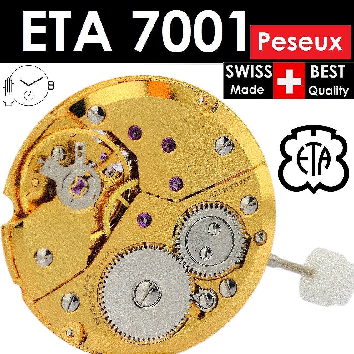 Eta 7001 Movement Swiss Made Peseux Mechanical Manual Winding Watch  Movement