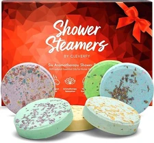 Cleverfy Aromatherapy Shower Steamers, RED 6 Pack Home Shower Spa Essential Oils