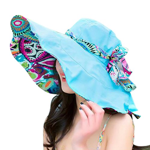Women Brim Straw Hat Sun Floppy Wide Brim Hats Bowknot Folding Beach Caps Hom JE - Picture 11 of 24