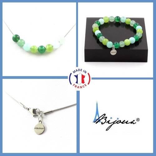 Collier 3 Perles D'émeraude De Zambie Qualité 3A 8mm – Bijoux Pierres Naturelles, Neuf Avec étiquettes