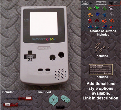 Nintendo Game Boy Color GBC Shell + Glass Lens + Buttons- Pick Shell Color! - Picture 11 of 25