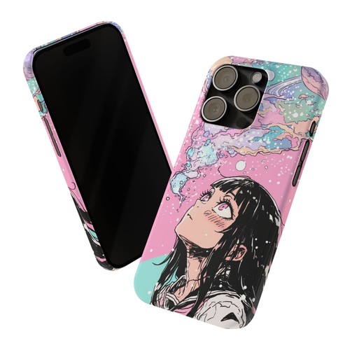 Anime Stargazing Phone Case, Slim Space iPhone Cover, Kawaii Manga Cute Girl - Picture 5 of 49